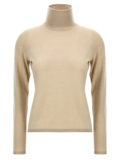 Max Mara Turtleneck Knit Sweater In Beige