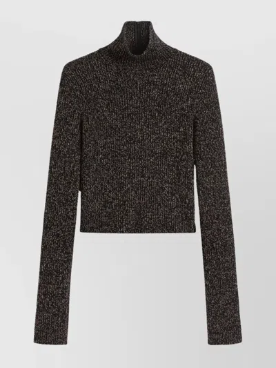 Max Mara Turtleneck Knitwear Metallic Finish In Black