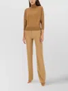 Max Mara Turtleneck Knitwear With 3/4 Sleeves And Ribbed Cuffs In Brown