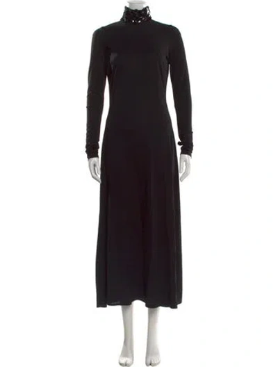 Pre-owned Max Mara Turtleneck Long Dress In Black