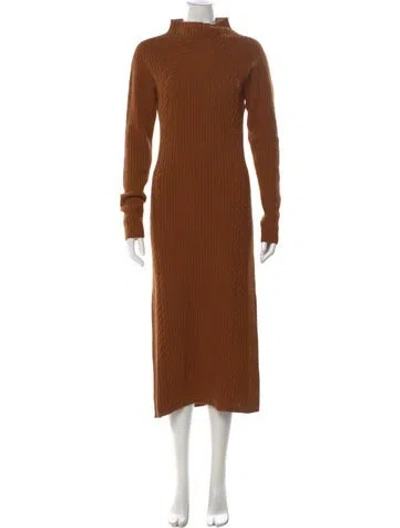 Pre-owned Max Mara Turtleneck Long Dress In Brown