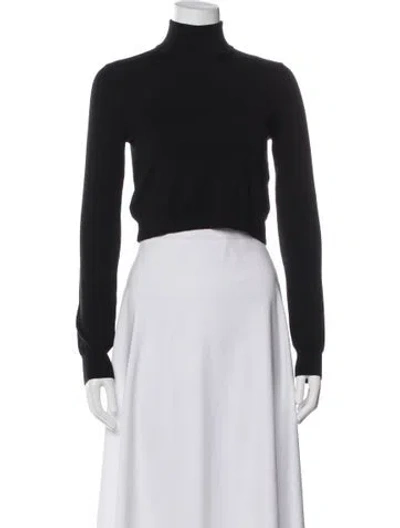 Pre-owned Max Mara Turtleneck Long Sleeve Crop Top In Black
