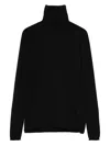 Max Mara High Collar Black Virgin Wool Pullover In Black
