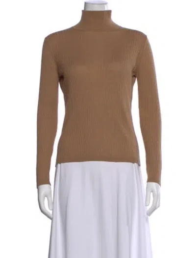 Pre-owned Max Mara Turtleneck Long Sleeve Top In Brown