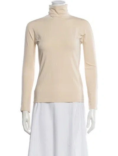 Pre-owned Max Mara Turtleneck Long Sleeve Top In Neutral