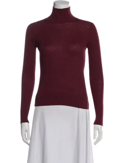 Pre-owned Max Mara Turtleneck Long Sleeve Top In Red