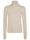 Max Mara High Neck Wool Sweater With Long Sleeves In Albino