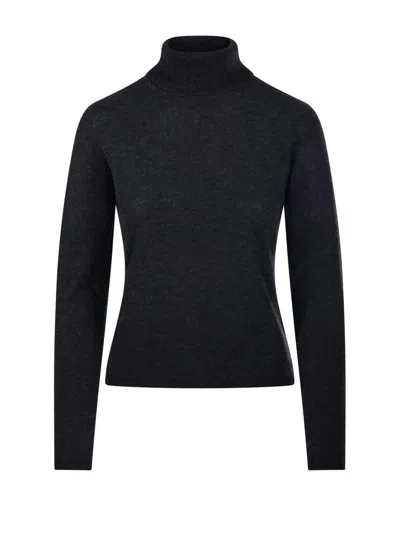 Max Mara Turtleneck Long-sleeved Knitted Top In Anthracite