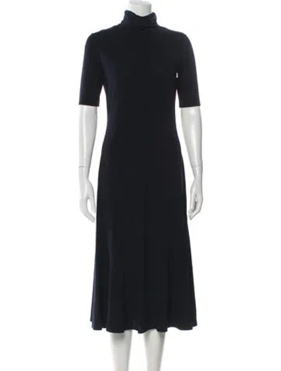 Pre-owned Max Mara Turtleneck Midi Length Dress In Blue