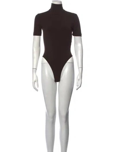 Pre-owned Max Mara Turtleneck Short Sleeve Bodysuit In Brown