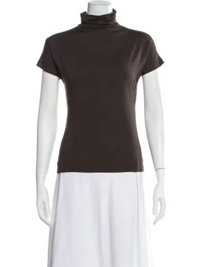 Pre-owned Max Mara Turtleneck Short Sleeve T-shirt In Brown
