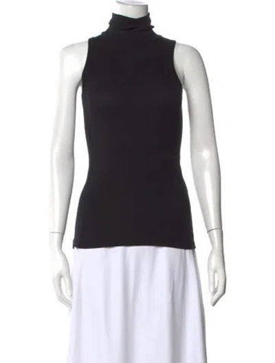 Pre-owned Max Mara Turtleneck Sleeveless Top In Black