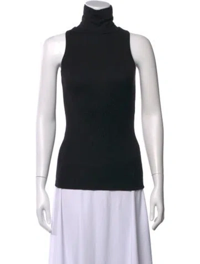 Pre-owned Max Mara Turtleneck Sleeveless Top In Blue