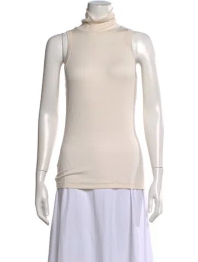 Pre-owned Max Mara Turtleneck Sleeveless Top In Neutral