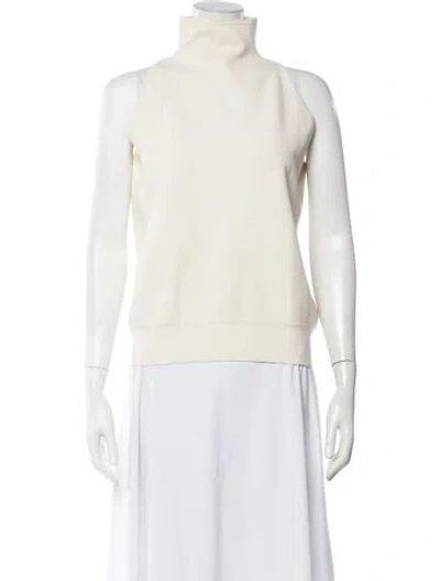 Pre-owned Max Mara Turtleneck Sleeveless Top In Neutrals