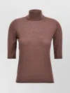 Max Mara Turtleneck Sweater 3/4 Sleeves In Brown