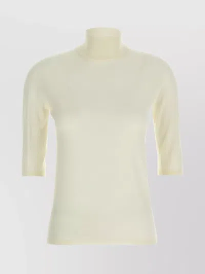 Max Mara Turtleneck Sweater 3/4 Sleeves In Neutrals