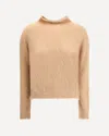 Max Mara Turtleneck Sweater In Brushed Mohair-blend Yarn In Brown