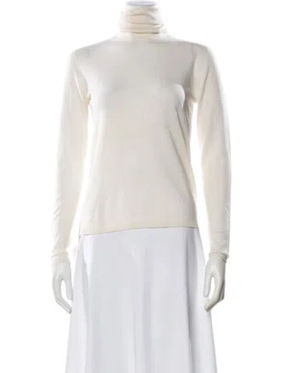 Pre-owned Max Mara Turtleneck Sweater In White