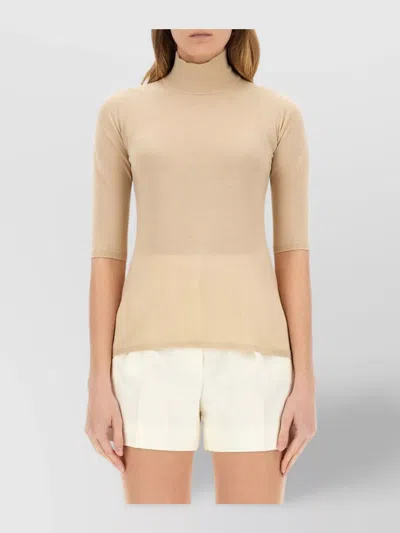 Max Mara Turtleneck Top Elbow-length Sleeves In Neutral