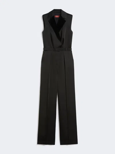 MAX MARA TUXEDO JUMPSUIT IN ENVER SATIN