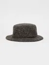 Max Mara Tweed Logo Hat In Dark Grey