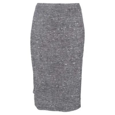 Max Mara Tweed Midi Pencil Skirt In Grey Wool In Gray