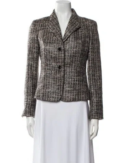 Pre-owned Max Mara Tweed Pattern Blazer In Black