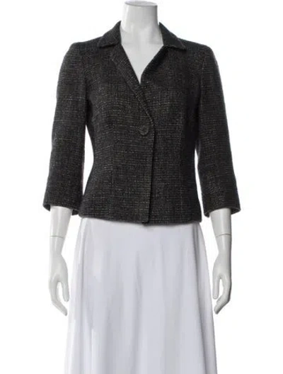 Pre-owned Max Mara Tweed Pattern Blazer In Black