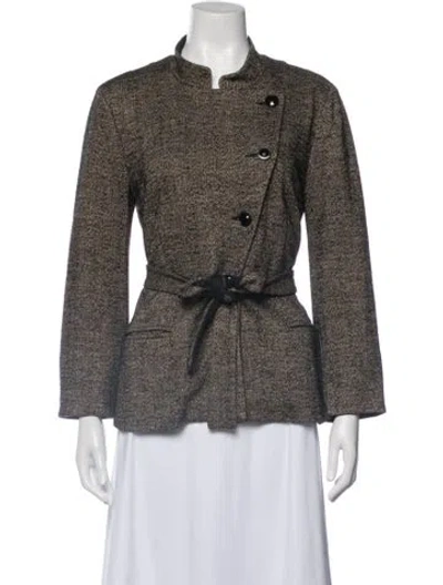 Pre-owned Max Mara Tweed Pattern Blazer In Black