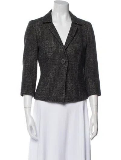 Pre-owned Max Mara Tweed Pattern Blazer In Gray