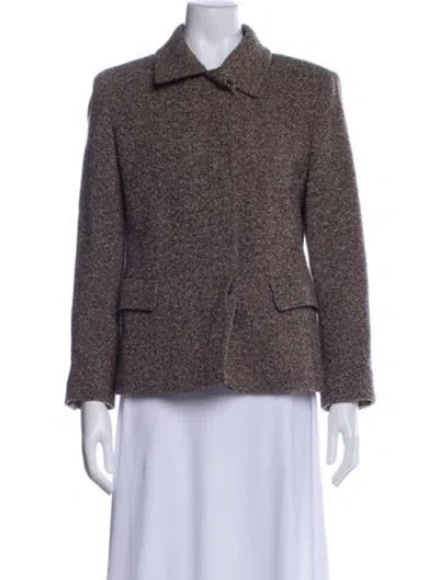 Pre-owned Max Mara Tweed Pattern Blazer In Neutral