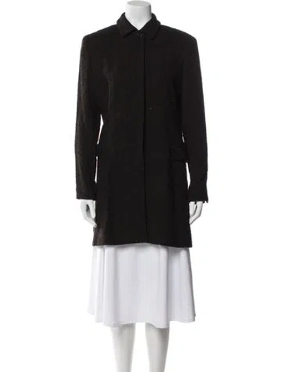 Pre-owned Max Mara Tweed Pattern Coat In Black