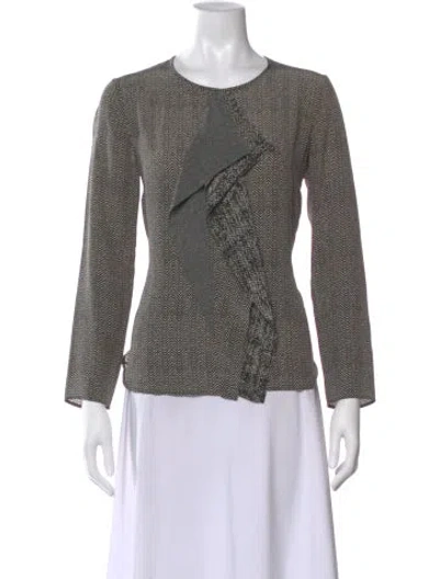 Pre-owned Max Mara Tweed Pattern Crew Neck Top In Neutral