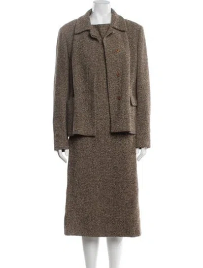 Pre-owned Max Mara Tweed Pattern Dress Set In Brown