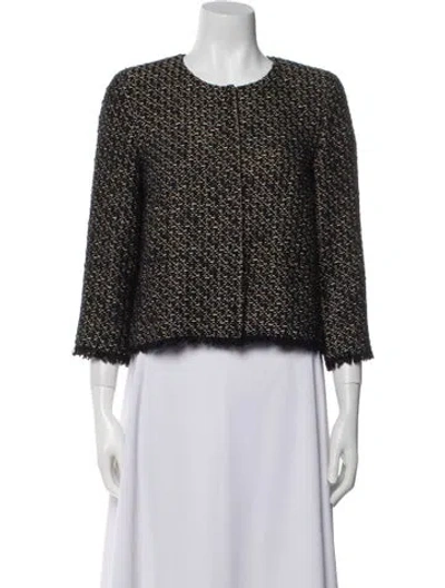 Pre-owned Max Mara Tweed Pattern Evening Jacket In Black