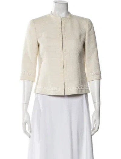 Pre-owned Max Mara Tweed Pattern Evening Jacket In Neutral