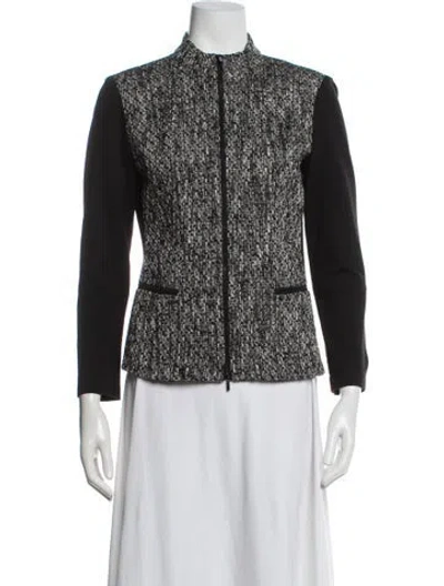 Pre-owned Max Mara Tweed Pattern Jacket In Black