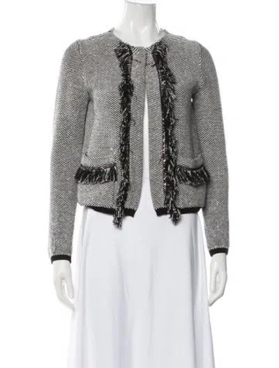 Pre-owned Max Mara Tweed Pattern Jacket In Black