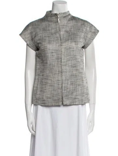 Pre-owned Max Mara Tweed Pattern Jacket In Gray