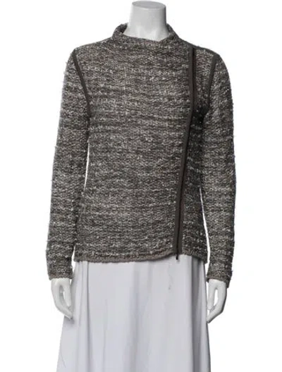 Pre-owned Max Mara Tweed Pattern Jacket In Grey