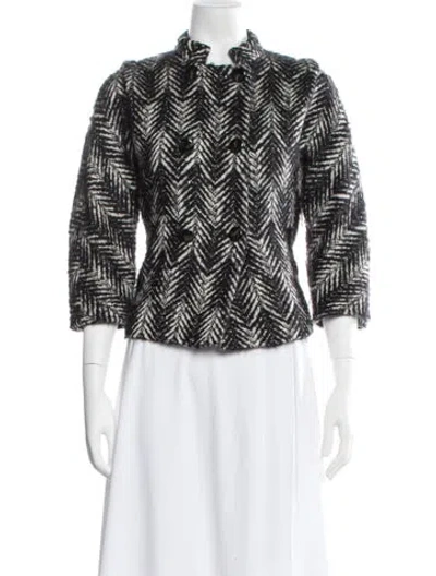Pre-owned Max Mara Tweed Pattern Jacket In White