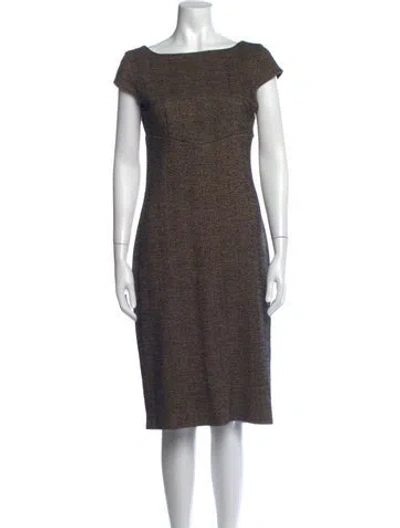 Pre-owned Max Mara Tweed Pattern Knee-length Dress In Black