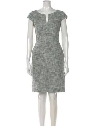 Pre-owned Max Mara Tweed Pattern Knee-length Dress In Blue