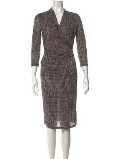 Pre-owned Max Mara Tweed Pattern Knee-length Dress In Grey
