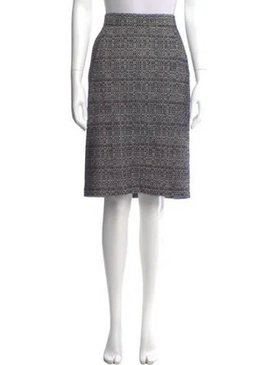 Pre-owned Max Mara Tweed Pattern Knee-length Skirt In Blue