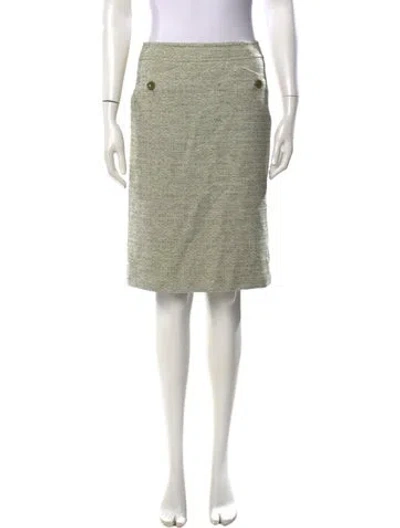 Pre-owned Max Mara Tweed Pattern Knee-length Skirt In Green