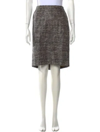 Pre-owned Max Mara Tweed Pattern Knee-length Skirt In Neutral