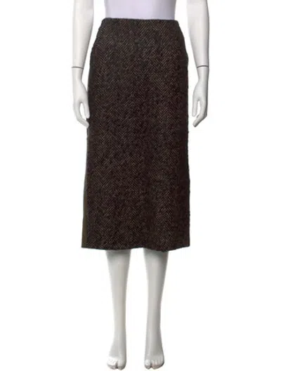 Pre-owned Max Mara Tweed Pattern Midi Length Skirt In Black/metallic/neutrals