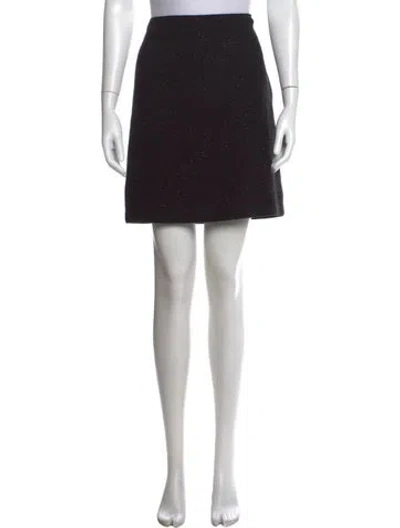 Pre-owned Max Mara Tweed Pattern Mini Skirt In Black/white